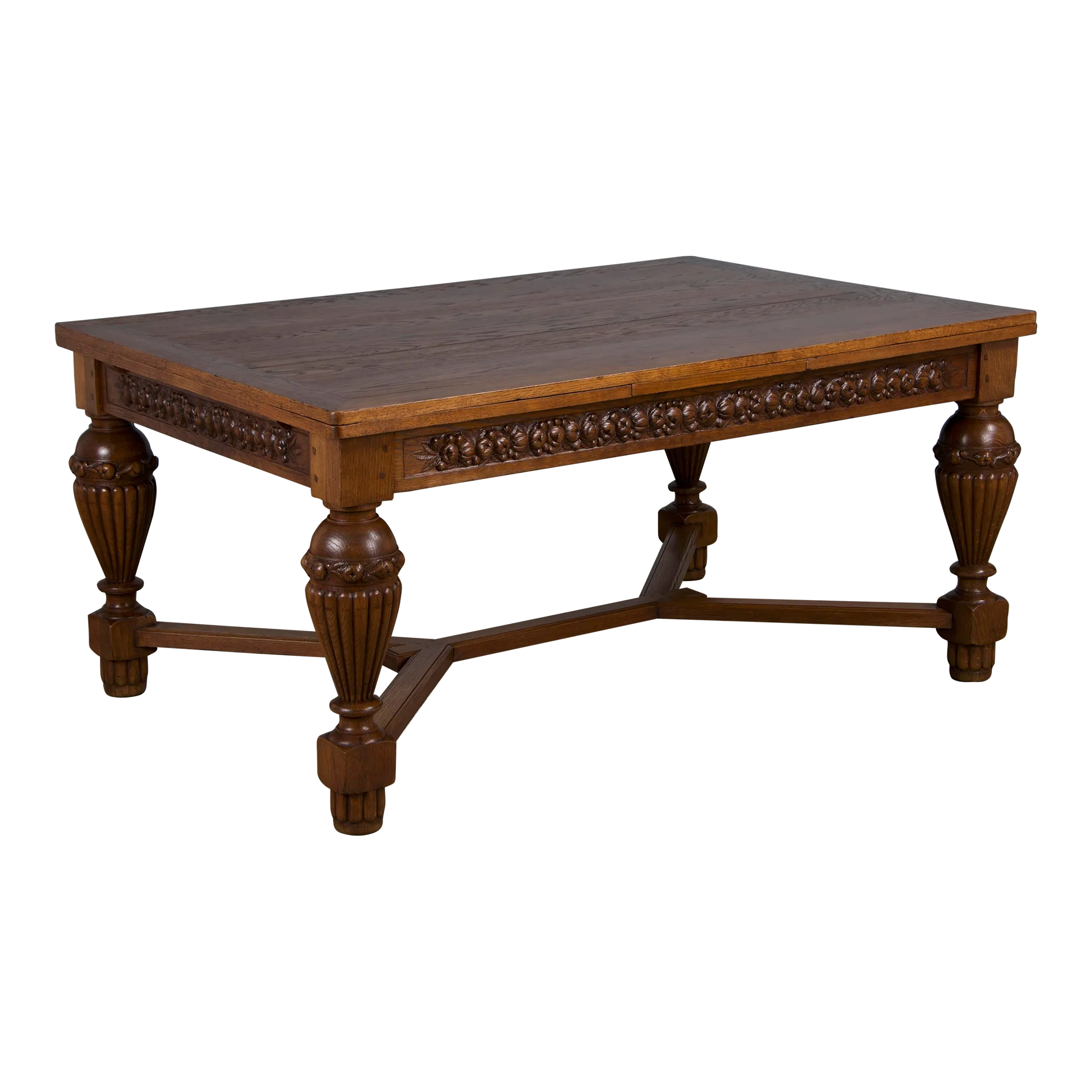 1930s French Art Deco Oak Extendable Dining Table | Chairish