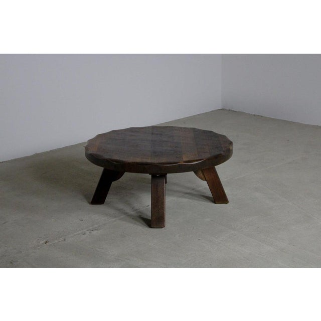 Round Oak Coffee Table, the Netherlands, 1960s For Sale - Image 5 of 7