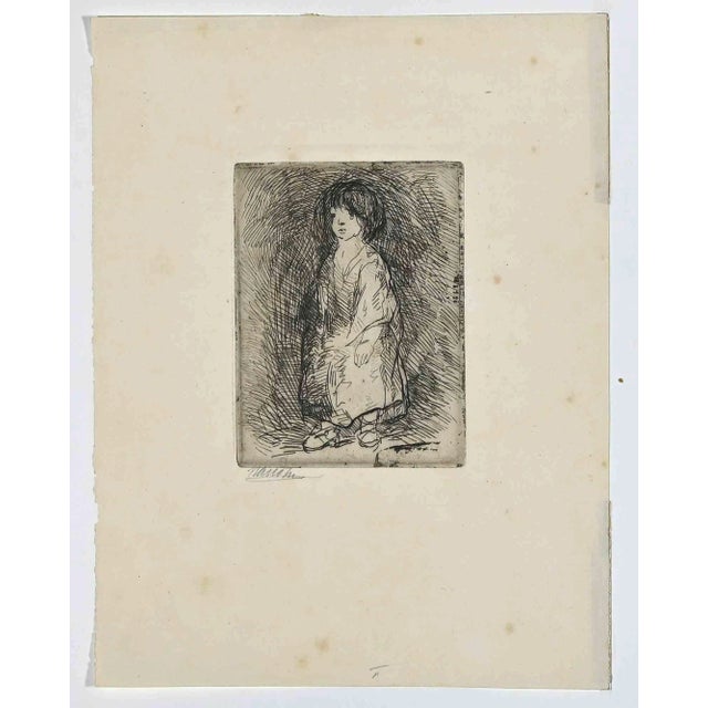 Bernard Naudin, The Little Bohémienne, Original Etching, Early 20th-Century For Sale