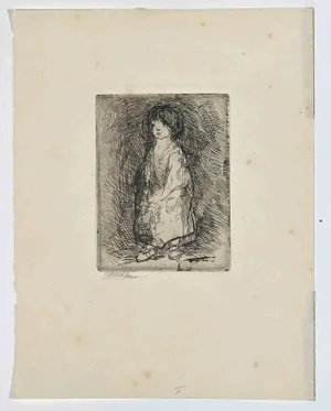 Bernard Naudin, The Little Bohémienne, Original Etching, Early 20th-Century