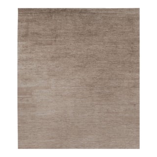 Rug & Kilim’s Oversized Modern Textural Rug in Brown, White and Beige Striae - 13x15 For Sale