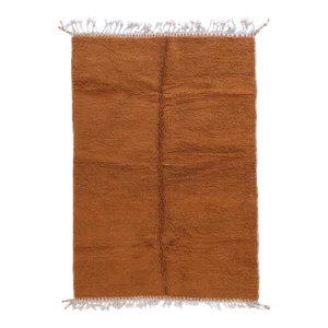 2020's Moroccan Brown Plain Wool Rug - 8.4 X 5.3 Ft