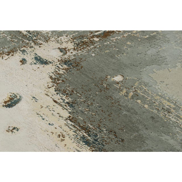 Textile Rug & Kilim’s Abstract Rug in Gray, White and Blue Patterns For Sale - Image 7 of 8