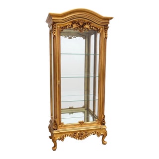 1960s Gold Leaf Curio Display Cabinet For Sale
