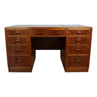 Art Deco Flame Mahogany Desk from Heals of London, 1930s For Sale
