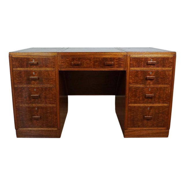 Art Deco Flame Mahogany Desk from Heals of London, 1930s For Sale