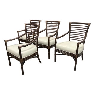 Orlando Diaz-Azcuy for McGuire Furniture Scala Dining Arm Chairs, Set of Four For Sale
