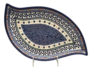 1990s Vena Unikat Hand-Painted Polish Pottery Teardrop Dish, Medium 15"