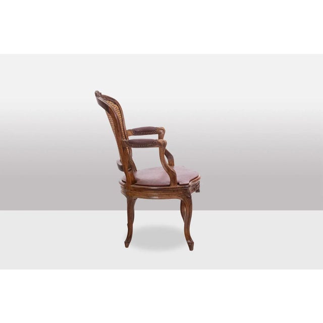 Set of Cabriolet Armchairs in Walnut and Canework For Sale - Image 4 of 12