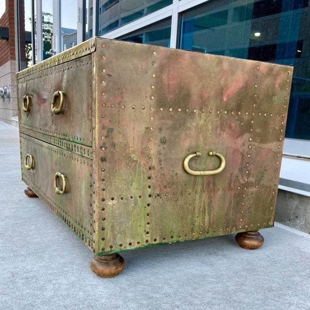 Brass-Clad Campaign Coffee Table From Sarreid Ltd. Spain For Sale In Denver - Image 6 of 13