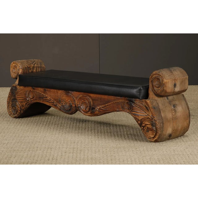 Witco Vintage Mid-Century Tiki Polynesian Carved Wood Bench by Witco, 1960s For Sale - Image 4 of 18
