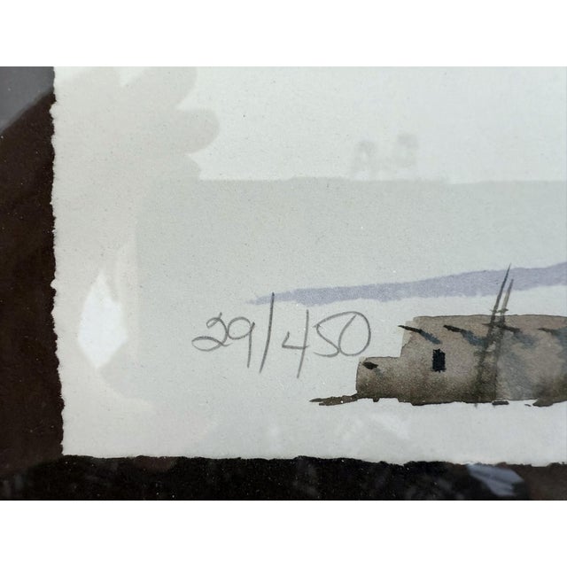 Rustic 1990s Framed Southwestern Landscape "Santa Fe Pueblo" Limited Edition Signed Print by John A. White 29/450 For Sale - Image 3 of 12