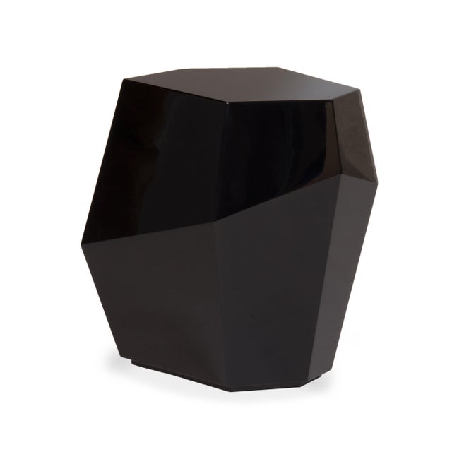 Three Rocks High Side Table in Black Lacquered from Insidherland For Sale - Image 4 of 4