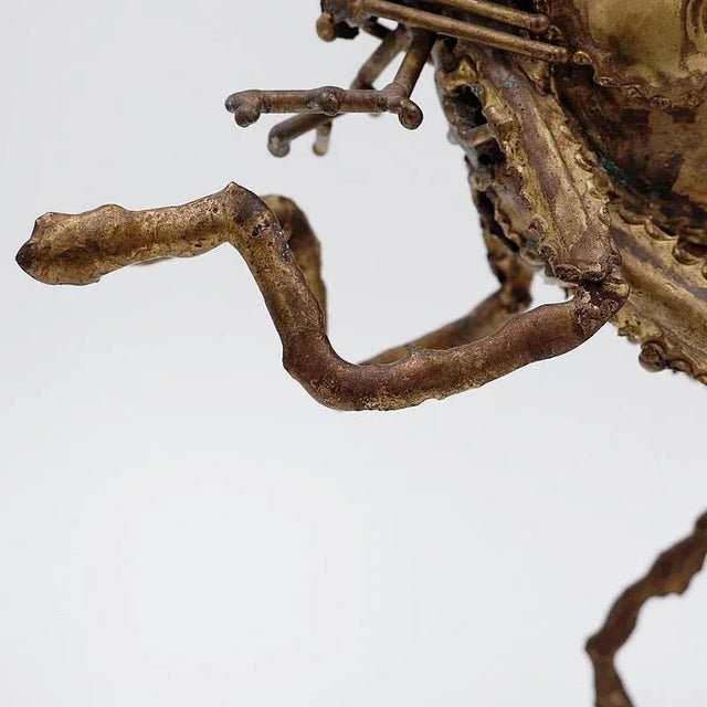 Metal Brutalist Brass Grasshopper by Daniel Dhaeseleer, Belgium, 1970s For Sale - Image 7 of 12