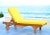 Wood Contemporary Chaise Lounge Chair With Side Table in Natural & Yellow For Sale - Image 7 of 9