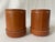 Pair of brown leather dice cups, with hand stitched exterior. They are in good condition with a wonderful aged patina.