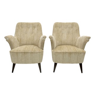 Mid-Century Modern Chenille Velvet Chair by Nino Zoncada for Cassina, 1950s For Sale