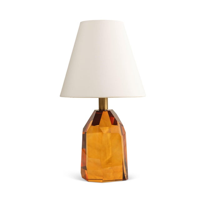 Traditional Krypton Amber Crystal Lamp For Sale - Image 3 of 4