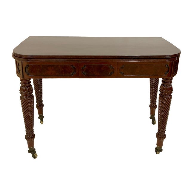 Folding Table with Ingenious Folding Extension Mechanism in Hand-Polished Shellac For Sale - Image 12 of 12