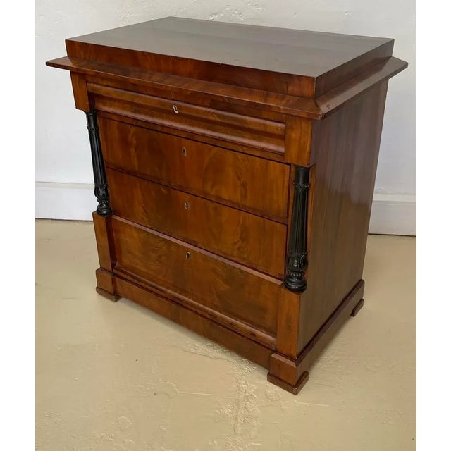 Traditional Antique Empire Mahogany & Ebony Commode Chest of Drawers Nightstand For Sale - Image 3 of 5