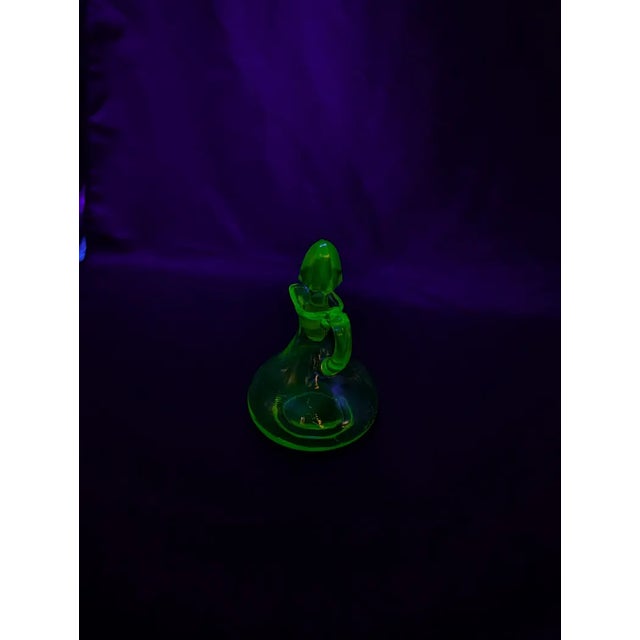 Vintage Uranium Glass Cruet With Stopper For Sale - Image 4 of 10