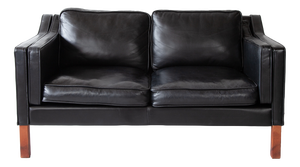 Danish Black Leather Two-Seater Sofa, 1960s