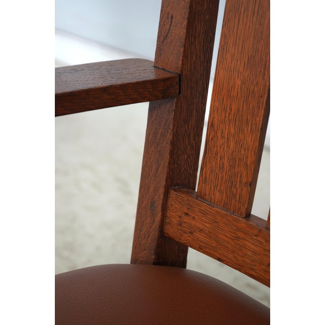 Antique L&jg Stickley Leather Seat Rocking Chair For Sale - Image 12 of 18