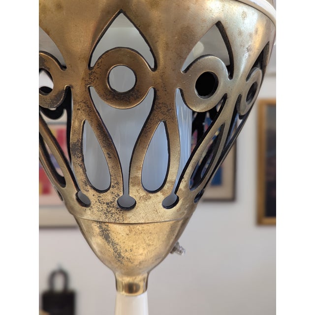 1960s Space Age Pierced Metal Table Lamp For Sale In San Francisco - Image 6 of 9