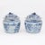 Chinese Pair of Blue and White Porcelain Pots With Pagodas` For Sale - Image 3 of 8
