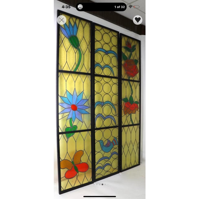 1970s Large Stained Glass Panels For Sale - Image 11 of 12