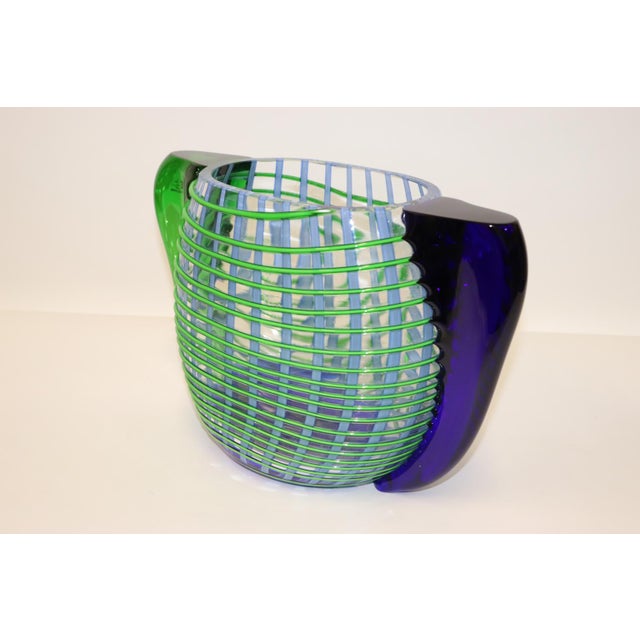 Itre Mid-Century Modern Green and Blue Murano Glass Vase For Sale - Image 4 of 13