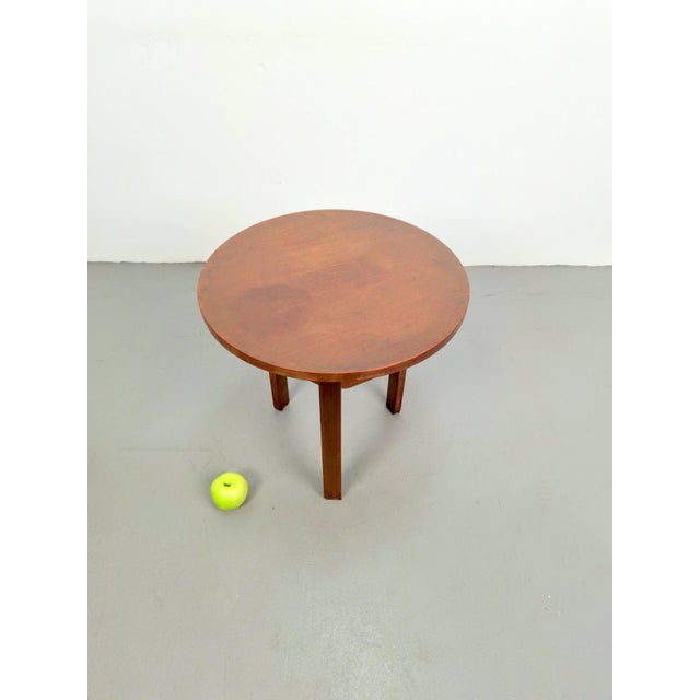 Dutch Art Deco Modernist Round Oak Side Table, 1930s For Sale - Image 4 of 9