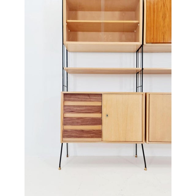 Freestanding String Shelf-System Unit Bookcase in Ash, Walnut & Metal from Koch Möbel, Germany, 1950s For Sale - Image 6 of 18