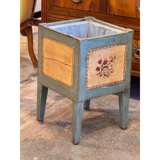 Blue 19th Century Converted Painted Cellaret Planter For Sale - Image 8 of 9