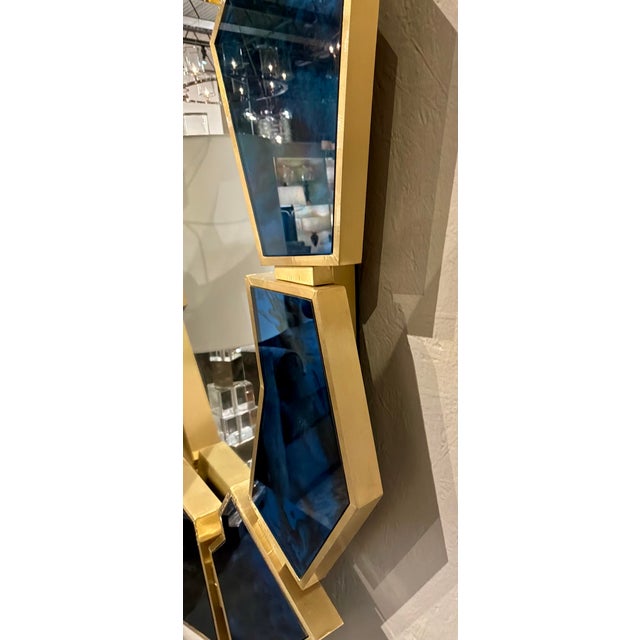 Bungalow 5 Villa & House Midnight Blue Geometric Lucas Wall Mirror For Sale - Image 4 of 4