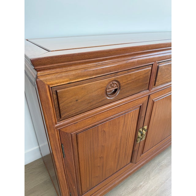 Wood Vintage Chinoiserie Ming-Style Buffet / Credenza For Sale - Image 7 of 8