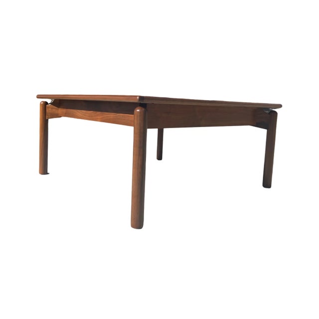 1960s 1960s Vintage Mid Century Modern Greta Grossman Floating Square Coffee Table Glenn of California Walnut Restored For Sale - Image 5 of 10