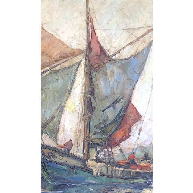 Elie Bernadac, Tartanes, Calme du soir, 1967, Oil on Wood For Sale - Image 4 of 8