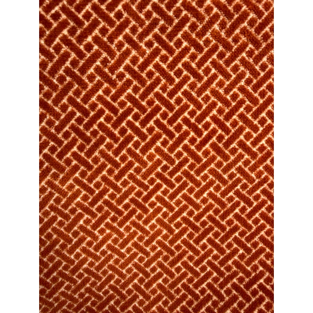1970s Pair of Vintage Cal-Mode French Walnut Lounge Chairs in Terracotta Upholstery For Sale - Image 5 of 16