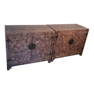1970s Henredon Mid Century Faux Tortoise Shell Chests a Pair For Sale