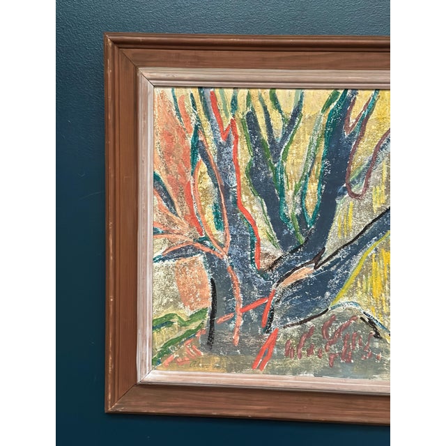 Mid-Century Modern Alam, Trees (Abstract Composition), 1952, Oil on Panel, Framed For Sale - Image 3 of 16