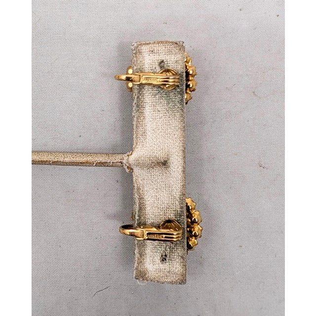 Metal Vintage Signed 1950s Hattie Carnegie Round Goldtone Clear Rhinestone Clip Earrings-2 Pieces For Sale - Image 7 of 7