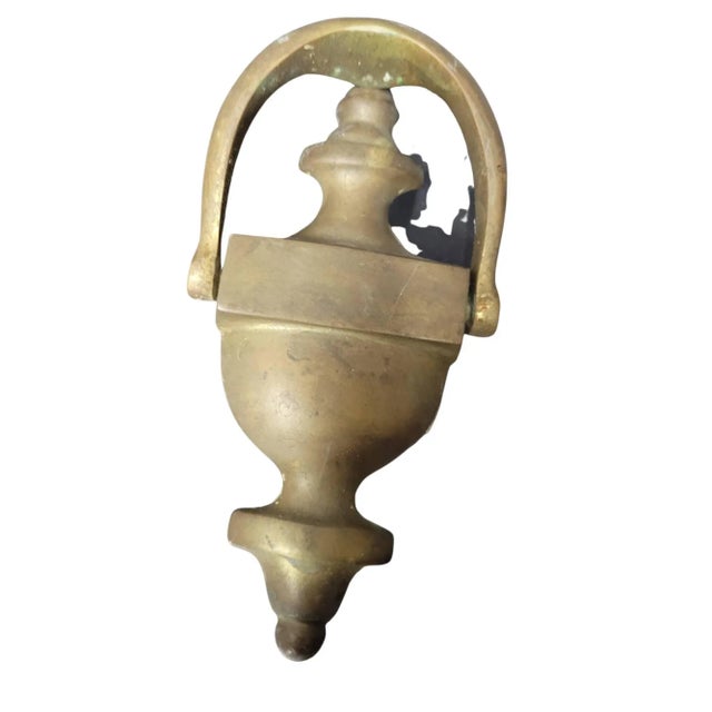 Traditional Vintage Colonial Solid Brass Door Knocker For Sale - Image 3 of 6