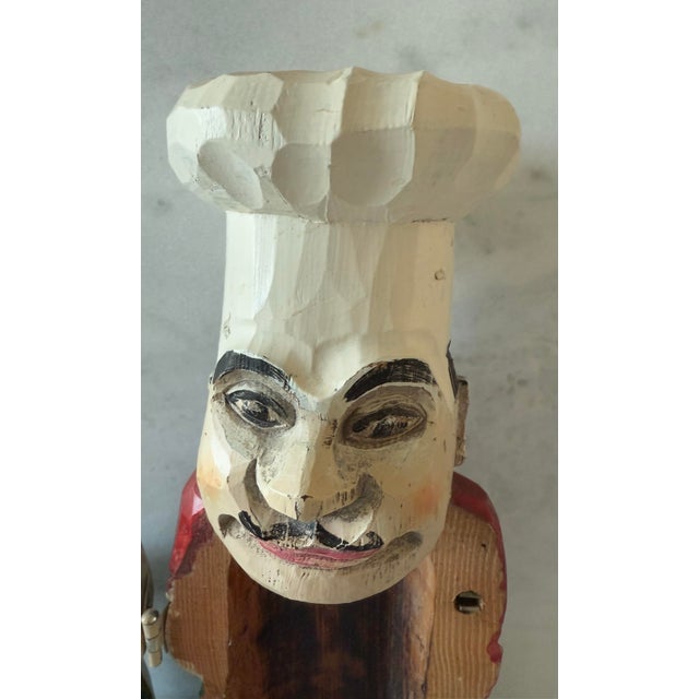 Vintage Hand Carved Wood Italian Chef Wine Bottle Holder For Sale - Image 9 of 12