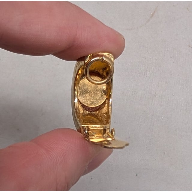 Vintage 1960s Signed Hattie Carnegie Cabochon Half Hoop Clip Earrings-2 Pieces For Sale - Image 9 of 11