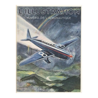 1934 French l'Illustration Magazine Cover Art-Airplane Geo Ham, Matted For Sale