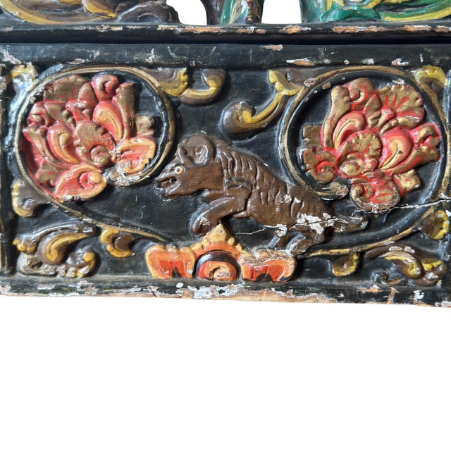 Antique Indian Polychrome Carved Dowry Box with Peacocks, 1900s For Sale - Image 5 of 10