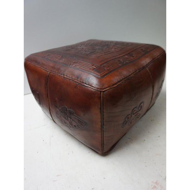 Square Saddle Leather Ottoman by Angel Pazmino, 1970s For Sale - Image 4 of 13
