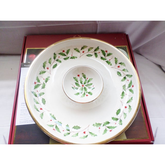 Lenox Xmas Holiday Chip Dip Serving Dish Seafood Holly W Gold Trim Nib Chairish
