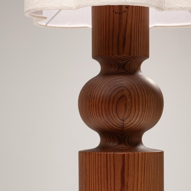 Large Pine Table Lamp by Uno & Östen Kristiansson for Luxus, Sweden, 1970s For Sale - Image 9 of 12
